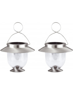 SET 2 LANTERNE SOLARI LEDARGENTO16,5X16,5X22,5 CM