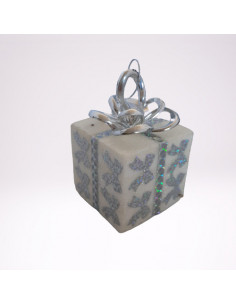 PACCHETTO REGALO GLITTER ARGENTO 6X6 CM DECORAZIONE ALBERO CONF 6 PZ