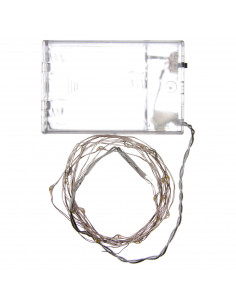 Luce natalizia 20 luci led goccia bianca calda batteria filo nudo 2