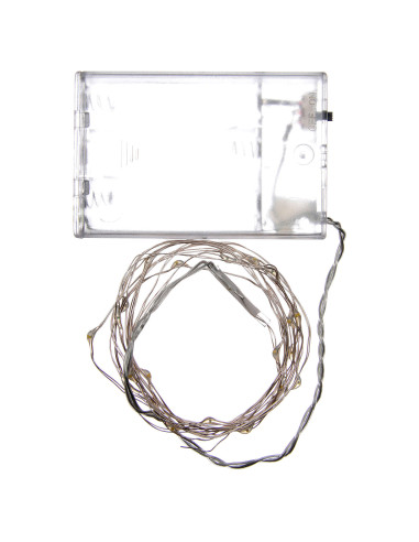 Luce natalizia 20 luci led goccia bianca calda batteria filo nudo