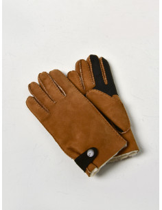 Guanti Slim Sheepskin Cammello E Marrone Scuro