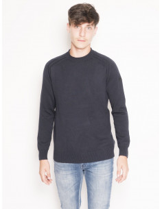 Maglia Girocollo Knit Cotton Plain Round Blu TG 54