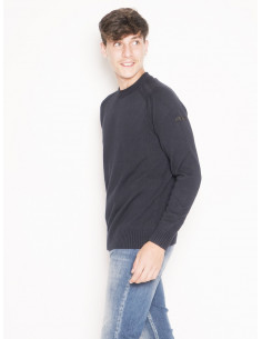 Maglia Girocollo Knit Cotton Plain Round Blu TG 54 2