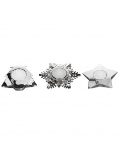 TEA LIGHT A FORME NATALE GLAM LIGARGENTOACCIAIO11X
