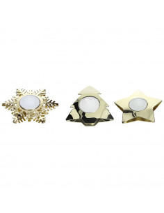 TEA LIGHT A FORME NATALE GLAM LIGOROACCIAIO11X10X2