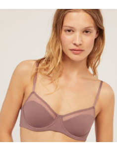 OYSHO REGGISENO TULLE COPPE NON IMBOTTITE MALVA