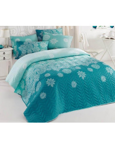 COLCHA SIMAYALGODÃ“N COMBINADO90 G/MÂ²TURQUESA Y BLA