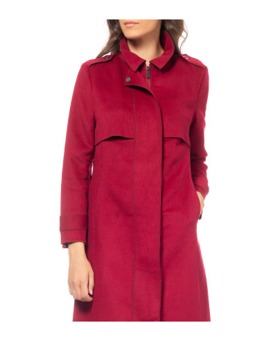 Divine Cappotto lungo in lana con patta bordeaux Taglia S
