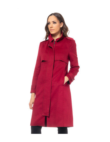 Divine Cappotto lungo in lana con patta bordeaux Taglia S