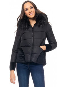 Divine Piumino Donna con cappuccio nero Taglia M