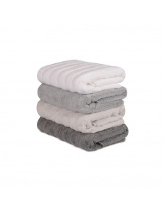 Sofia Set di 4 asciugamani in cotone marrone e bianco 50×90 cm 2