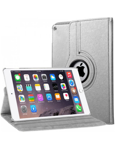 Custodia protettiva rotante in similpelle argento per iPad 2/3/4