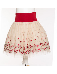 Monnalisa Chic Gonna in Tulle ricamata boccioli