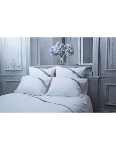 Federa cuscino percalle 80 Fili Bow Tie, bianco, 50x70   Perle de Coton 2