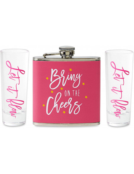 Tri Coastal Set Regalo con fiaschetta e bicchierini decorati