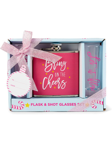 Tri Coastal Set Regalo con fiaschetta e bicchierini decorati