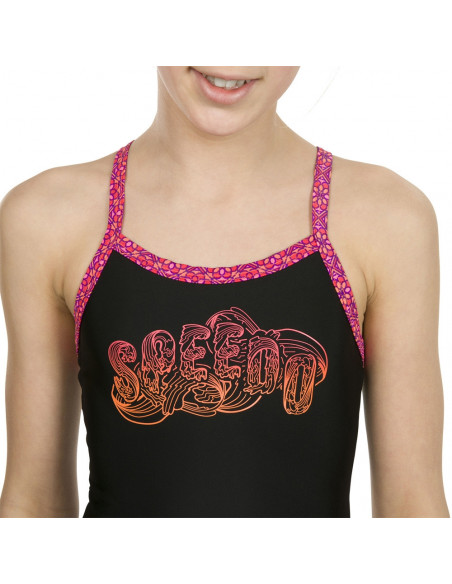 Speedo Costume Ragazza Candy Bounce Nero/Rosa