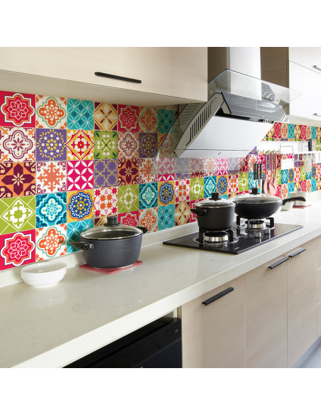 Ambiance Set di 60 adesivi murali  Mosaico cementine, 15 × 15 cm
