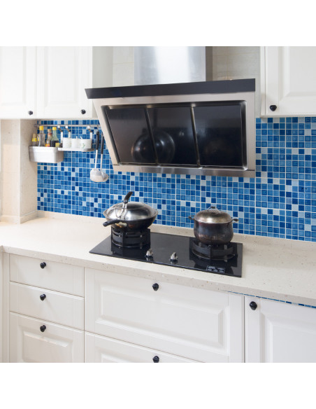 Ambiance Set di 9 adesivi murali  mosaici blu,15 x 15 cm A847