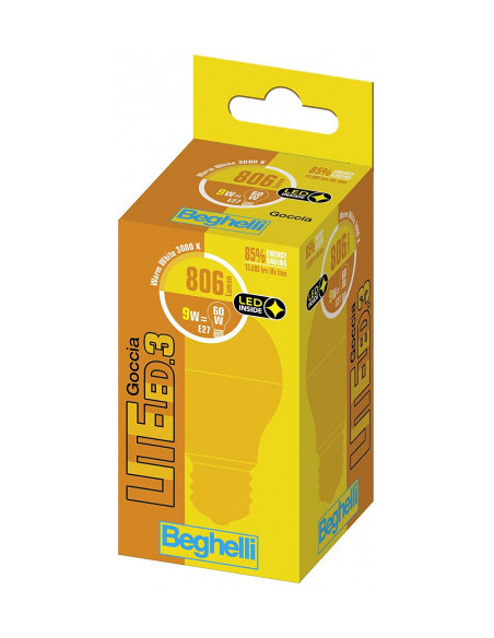 Beghelli Lite Led3 Goccia A55 E27 Luce Calda