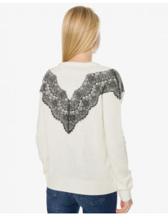 Desigual Maglione Donna con Pizzo Crema 2