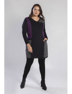 Pomme Rouge Abito donna Taglia forte A731 Nero/Viola