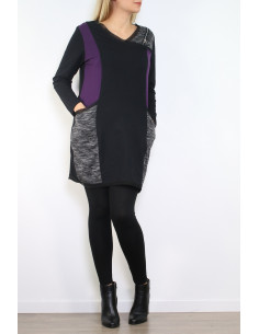 Pomme Rouge Abito donna Taglia forte A731 Nero/Viola 2