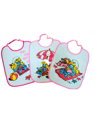 Set 3 Bavaglie neonato Puffi Rosa