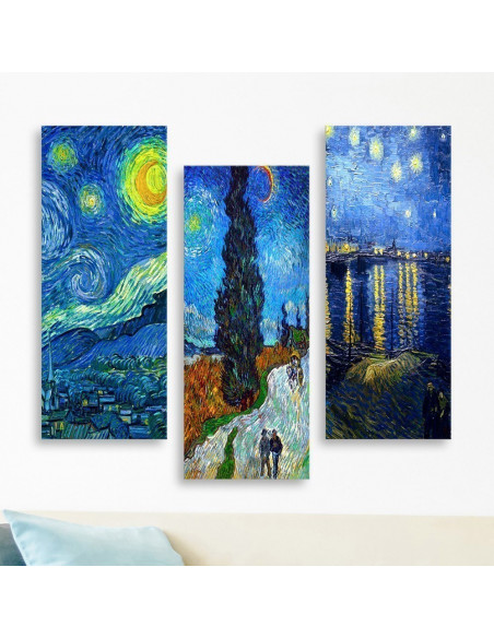 Pittura decorativa su MDF 3 pezzi Van Gogh