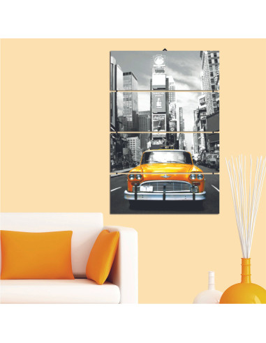 Pittura decorativa su MDF 4 pezzi Auto Gialla PD53