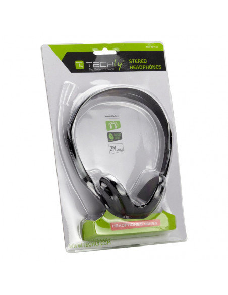 Cuffia Stereo con Auricolari Imbottiti Techly
